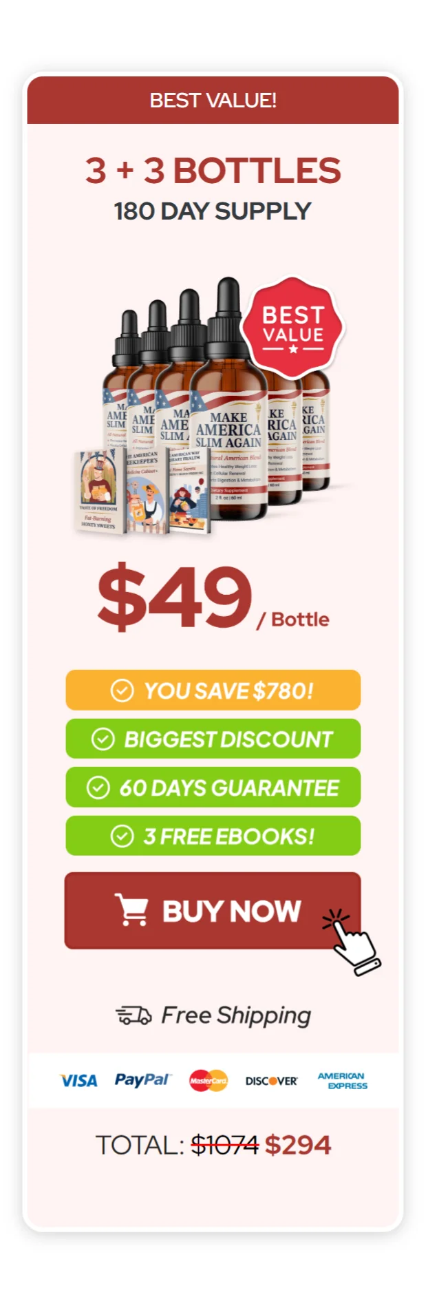 Make America Slim Again™ 6 bottles pricing